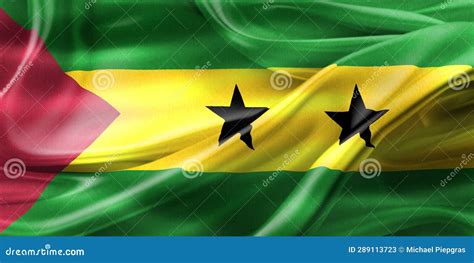 D Illustration Of A Sao Tome And Principe Flag Realistic Waving