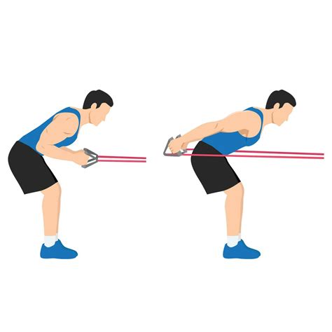 Man Doing Tricep Kickbacks Resistance Band Exercise Vector