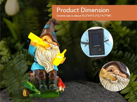 Funny Drunk Garden Gnome Sculpture Outdoor Solar Dwarf Etsy