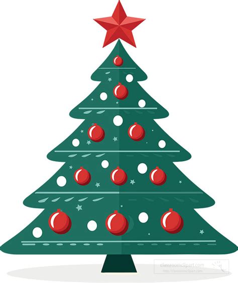 Christmas Clipart Green Christmas Tree With Red Star Topper Clip Art