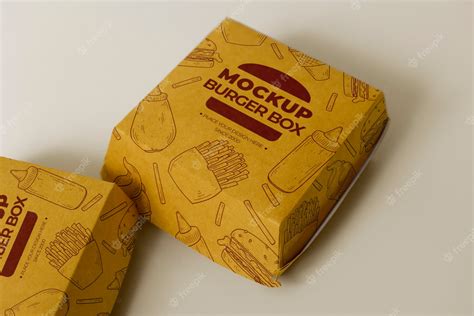 Premium Psd Cardboard Burger Box Packaging Mock Up Design