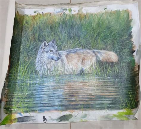 ORIGINAL OIL PAINTING By Artist David Stribbling Grey Wolf 185 00