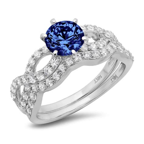 Clara Pucci 18k White Gold 1 57 Simulated Tanzanite Engraveable