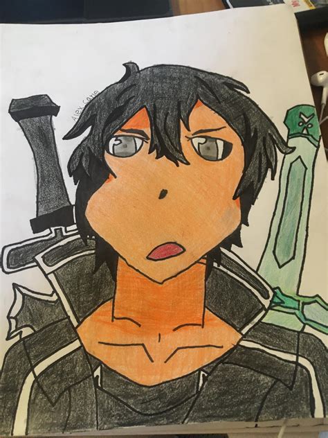 Kirito Sketch First Drawing With Color Tho Rswordartonline