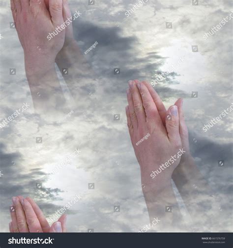 Praying Hands Clouds Background Seamless Pattern Stock Photo 661576759