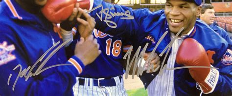 Mike Tyson Doc Gooden Darryl Strawberry Signed Mets X Photo Jsa