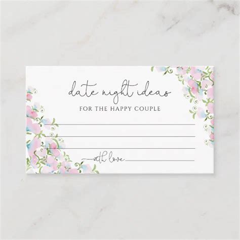 Blush Pink Floral Bridal Shower Date Night Cards Zazzle