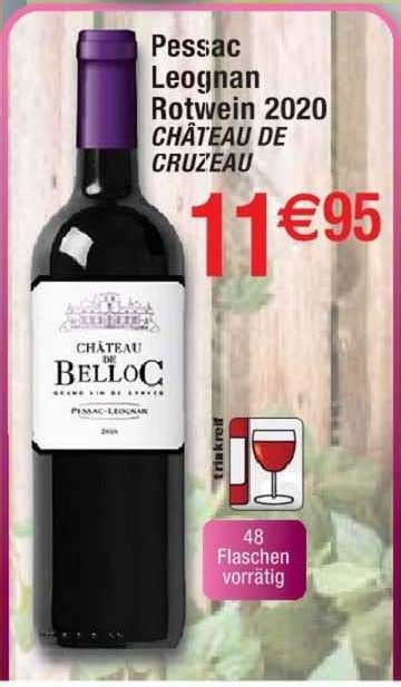 Promo Pessac Leognan Rotwein Ch Teau De Cruzeau Chez Cora