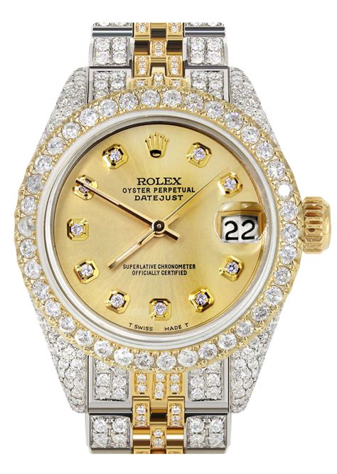 Womens Diamond Gold Rolex Watch | 26Mm | Gold Dial | Jubilee Band ...