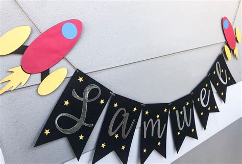 Rocket Banner Personalized Space Banner Rocket Space Party Etsy