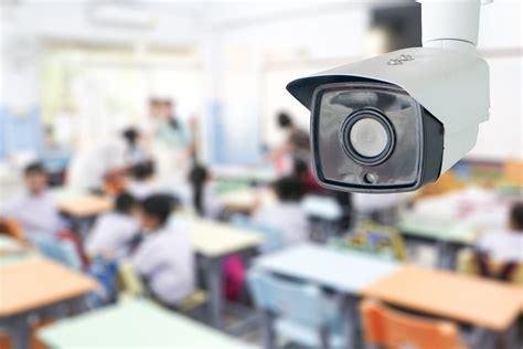 CCTV Security monitoring student in classroom at school.Security camera surveillance for ...