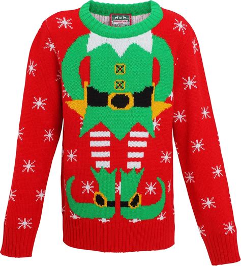 Christmas Shop Childrenskids Elf Knitted Jumper 1112 Years Red