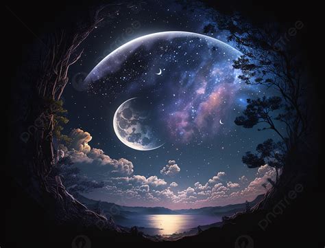 Moonlight Beautiful Night Scene Background Fairy Tale Myth Special