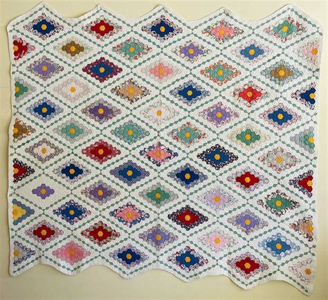 Vintage Grandmother S Flower Garden Variation Patchwork Quilt Circa 1930s Grandmother S Flower