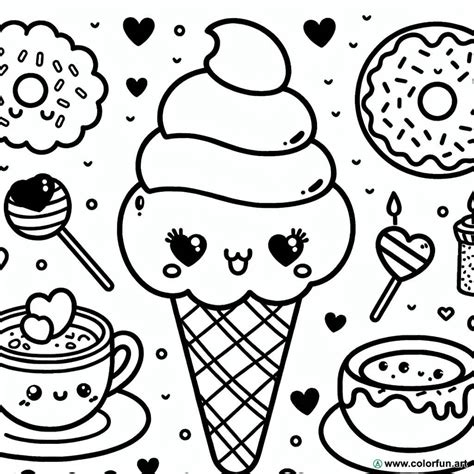 Disegno Da Colorare Cibo Kawaii Gelato Scarica O Stampa Gratuitamente