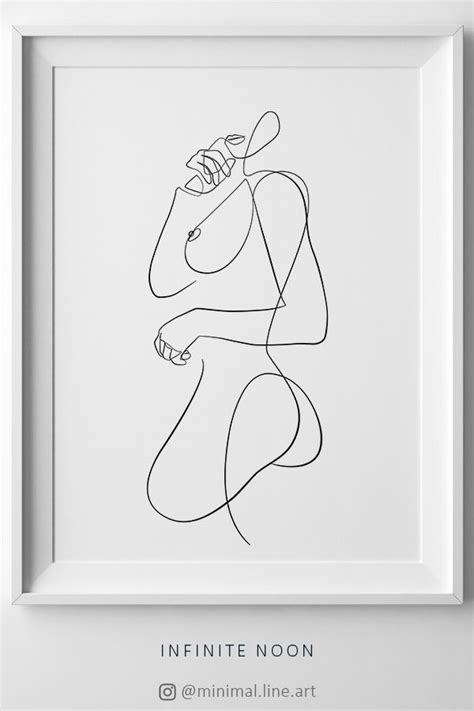 Nude Woman One Line Art Female Body Line Drawing Print Minimalist