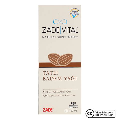 Zade Vital Tatlı Badem Yağı 100 mL Vitaminler