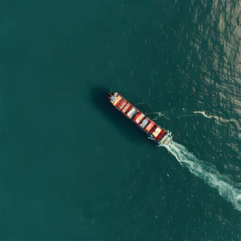 Un Barco Con Una Franja Roja Est Navegando En El Agua Foto Premium