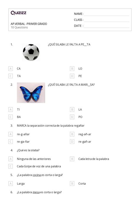 50 U Larga U Corta Hojas De Trabajo Para Grado 1 En Quizizz Gratis E