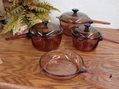 Vintage PYREX Amber Visions Cookware Sauce Pan Skillet Casserole