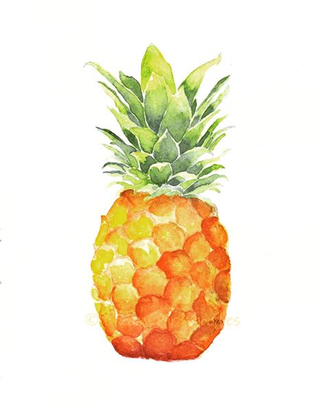 Pineapple Print Watercolour Pineapple Fruit Watercolor Art