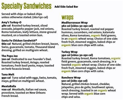 Jasons Deli Menu Prices