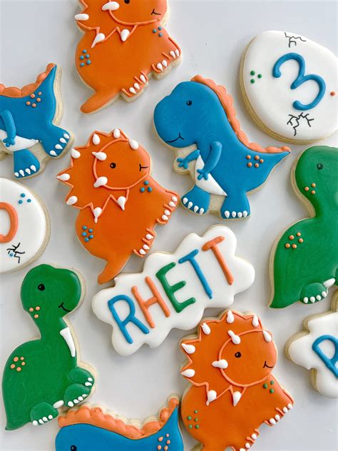 Galletas De Dinosaurio Galletas De Az Car De Cumplea Os De Etsy M Xico