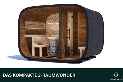 Moderne Gartensauna Sauna Cube Vitkon Double Mirror Vitkonwood