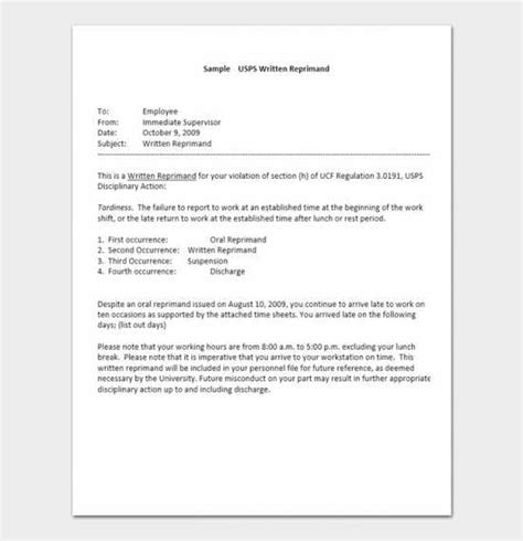 Letter Of Reprimand For Employee Performance Template And Samples