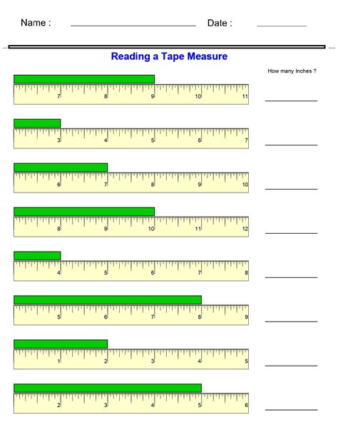 measurement worksheets reading  tape measure worksheets