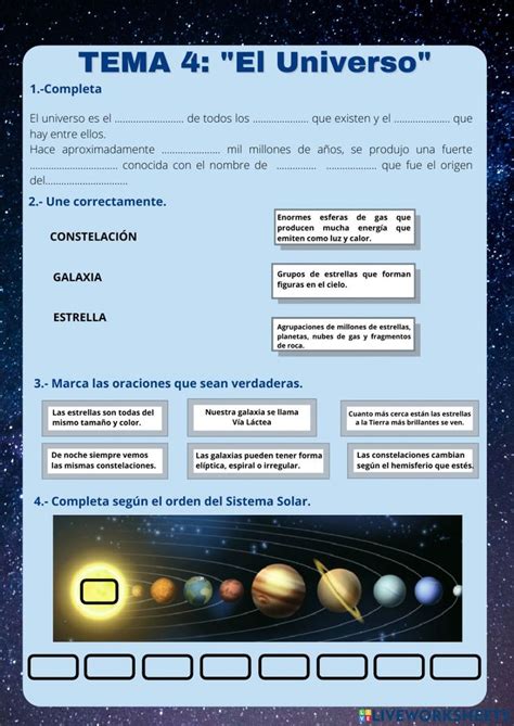 Ejercicio Interactivo De El Universo Para En Ejercicios