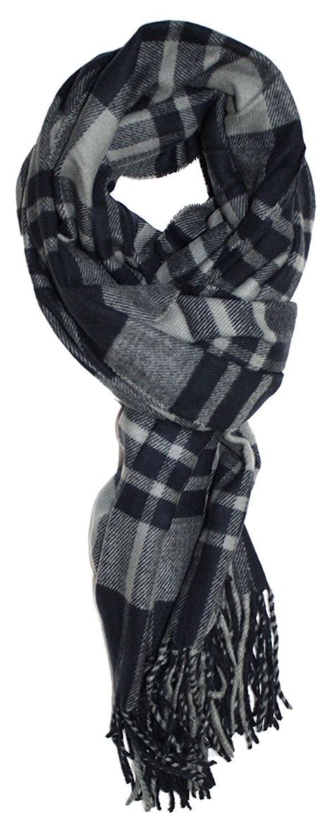 Jack S Classic Oversized Cashmere Feel Tartan Plaid Wrap Scarf Grey Classic Ch188dugdwl