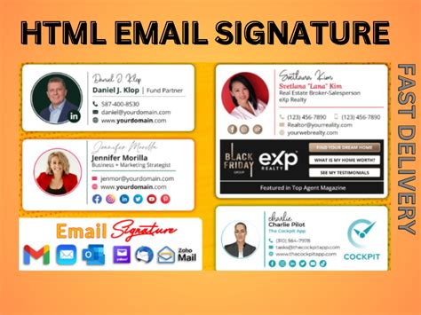 Professional Clickable And Responsive Html Email Signature In 2 Hour Upwork