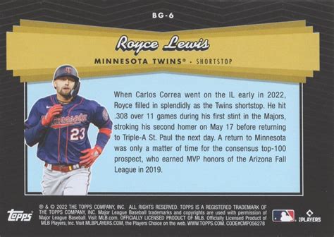 2022 Topps Update Topps Black Gold BG 6 Royce Lewis Trading Card