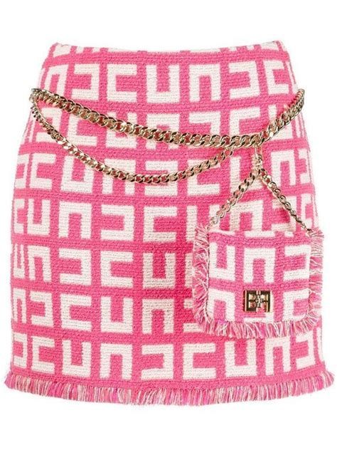 Monogram Jacquard Tweed Miniskirt Monogram Pink Fendi Mini Skirts