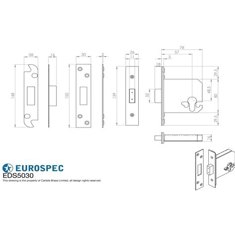 Eurospec Euro Profile Deadlock 76mm Stainless Brass T H Wiggans Ironmongery Ltd