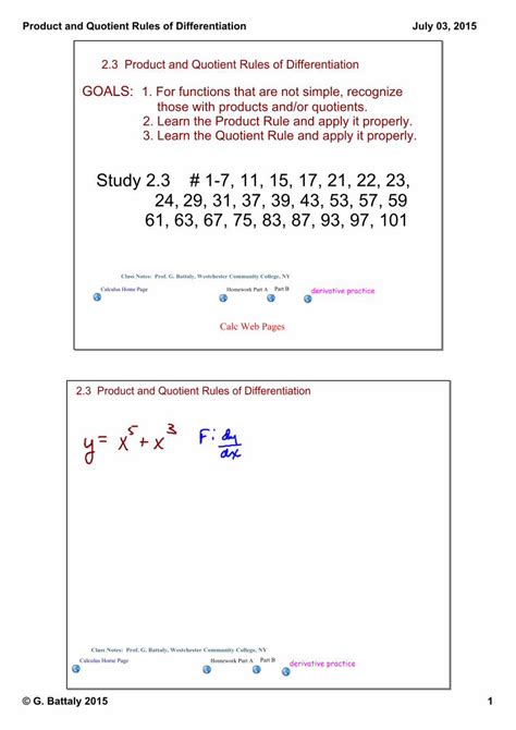 Pdf Product And Quotient Rules Of Differentiation Product And