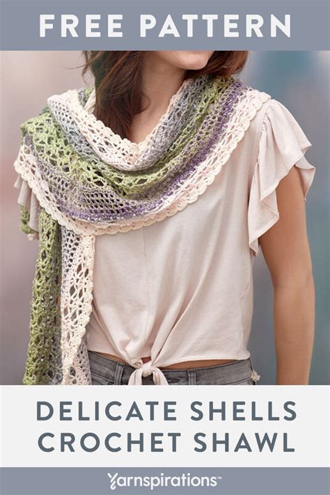 Free Red Heart Delicate Shells Shawl Crochet Pattern Shawl Crochet