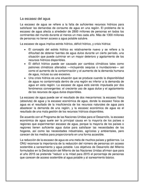 La Escasez Del Agua El Problema De La Escasez De Agua Afecta A