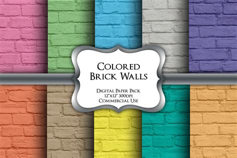 Colored Brick Walls Digital Paper Pack By Party Pixelz Thehungryjpeg