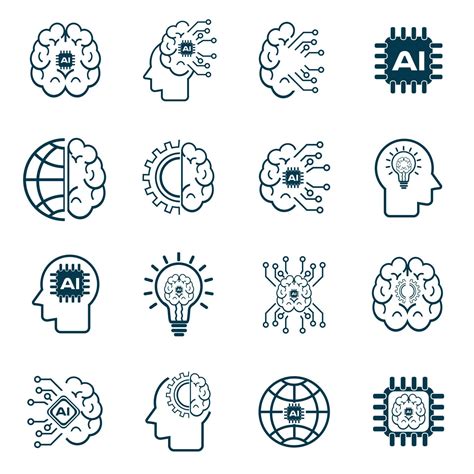 Set Of Artificial Intelligence Icons Ai Icons Group Set Vector Design Used In Ai Concepts