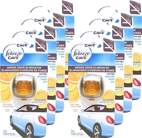 Febreze Car Vent Clips Smoke Odor Eliminator Fresh Citrus Scent Pack Of 8