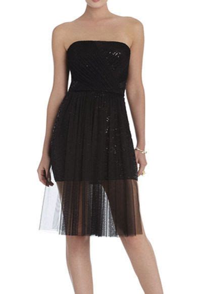 Bcbg Max Azria Black Combo Vienna Chiffon Strapless Sequin Dress