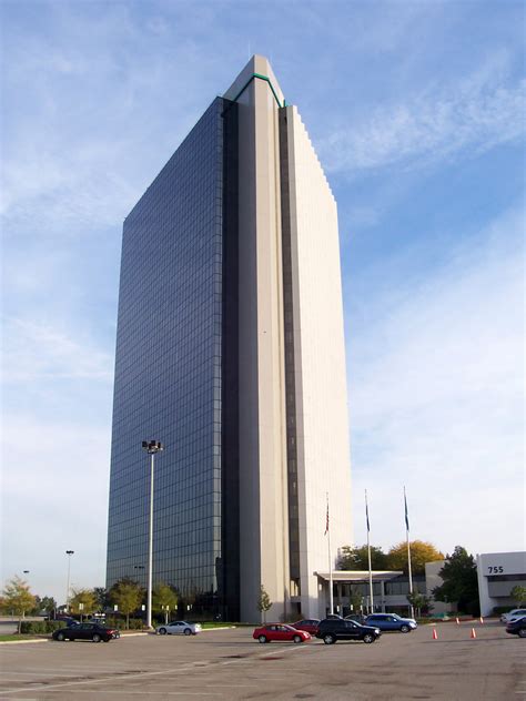 Top Of Troy Building In Detroit Michigan Image Free Stock Photo