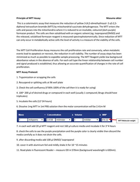 Mtt Assay Protocol Pdf