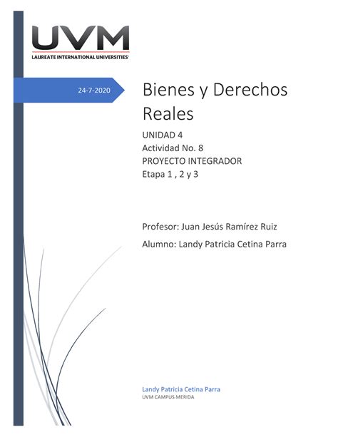 Actividad Derecho 24 7 Bienes Y Derechos Reales UNIDAD 4 Actividad