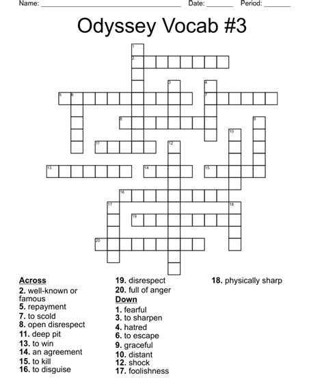 Odyssey Vocab 3 Crossword WordMint