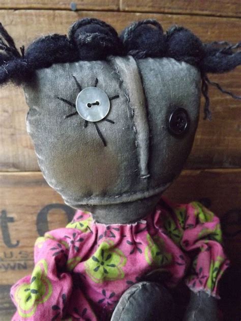 Primitive Black Rag Doll Extreme Primitive Rag Doll Handmade Etsy