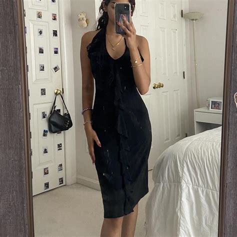 Stunning Vintage Morgan De Toi Black Halter Dress Depop