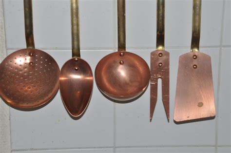 French Vintage Copper Kitchen Utensils Set Of 5 French Etsy Copper Kitchen Utensils Vintage